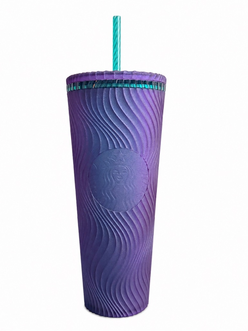 Starbucks Purple Ombre Textured Tumbler with Teal Accent and Straw